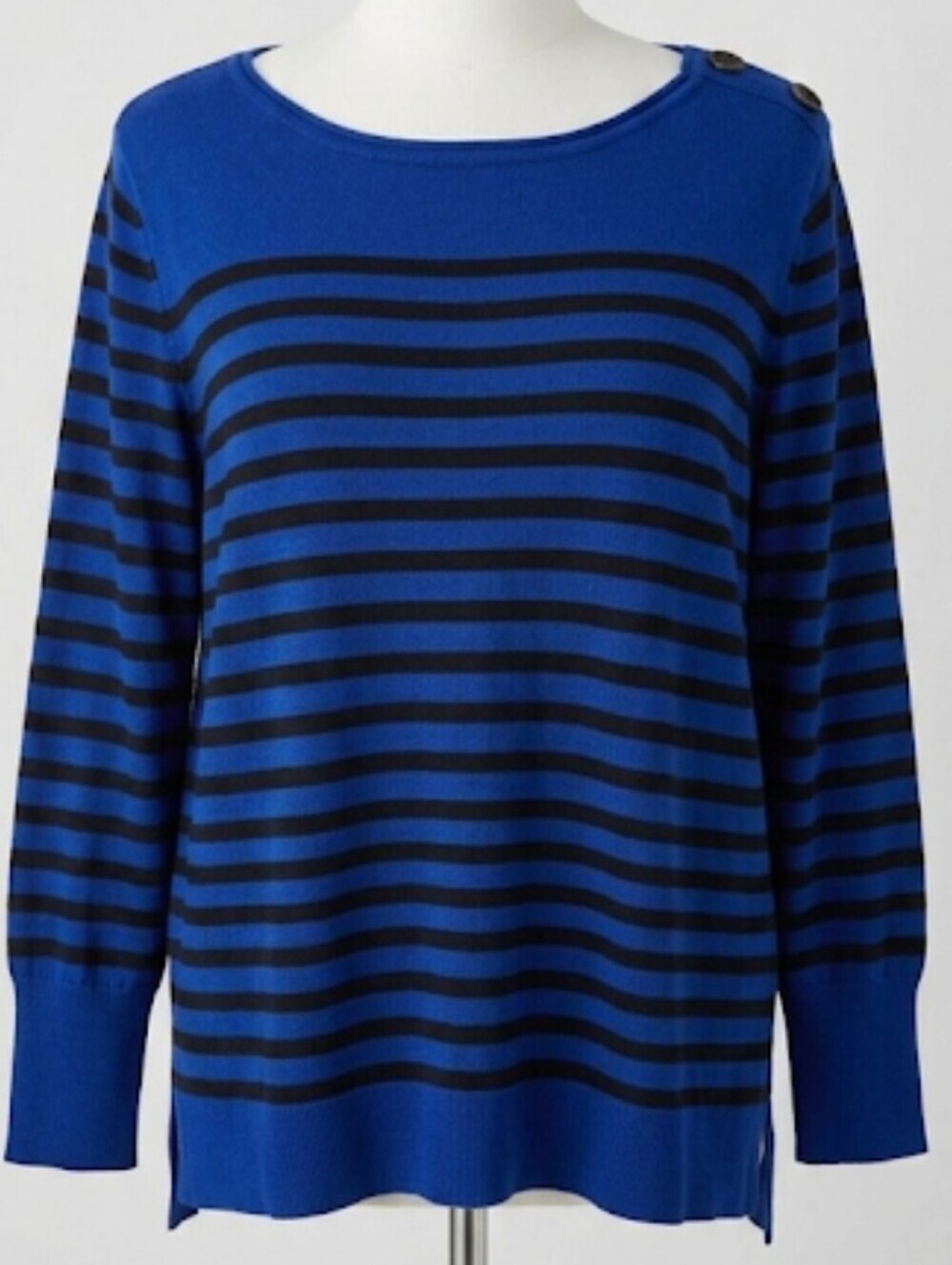a.n.a Royal Blue & Black Striped Boatneck Sweater sz 3X Plus